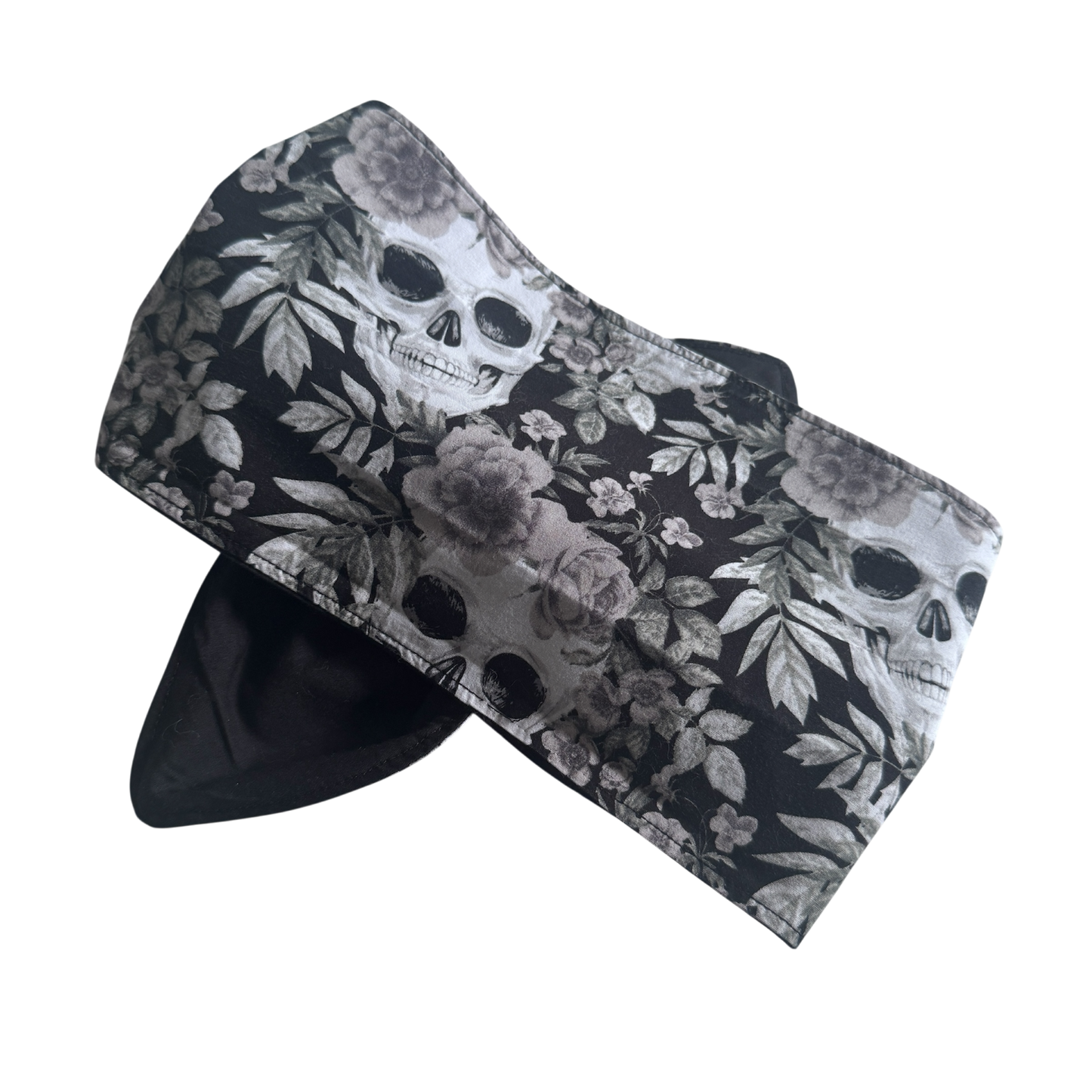 Florence Wired Headband | Black Skull & Floral Cotton Print