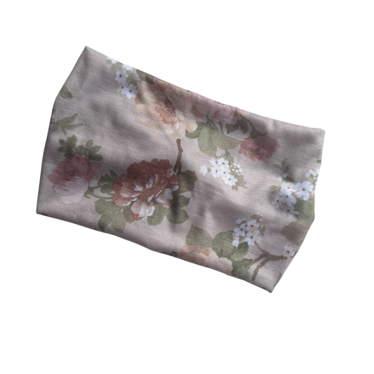 Binky Bunny Ear Headband | Cream Floral Jersey