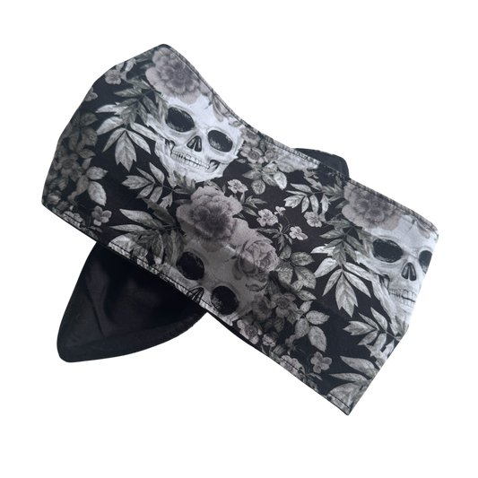 Florence Wired Headband | Black Skull & Floral Cotton Print