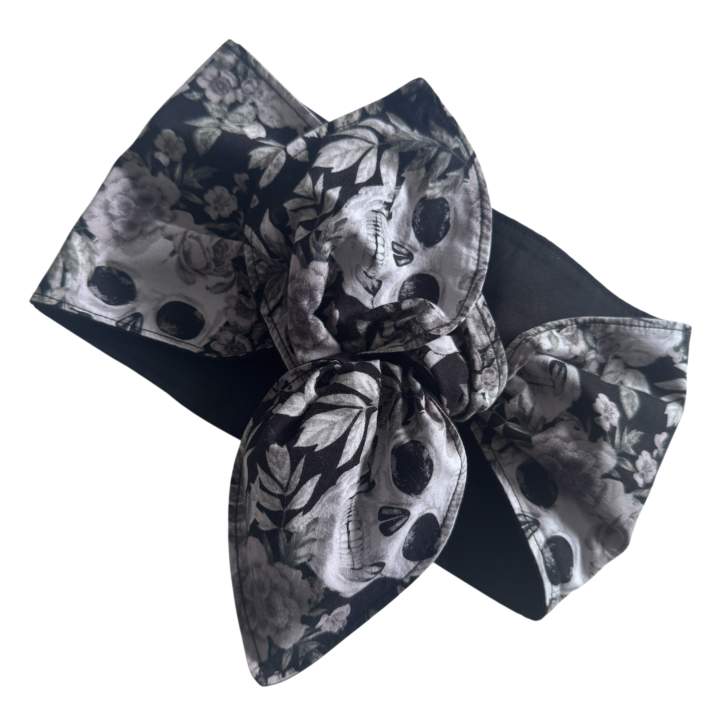 Florence Wired Headband | Black Skull & Floral Cotton Print