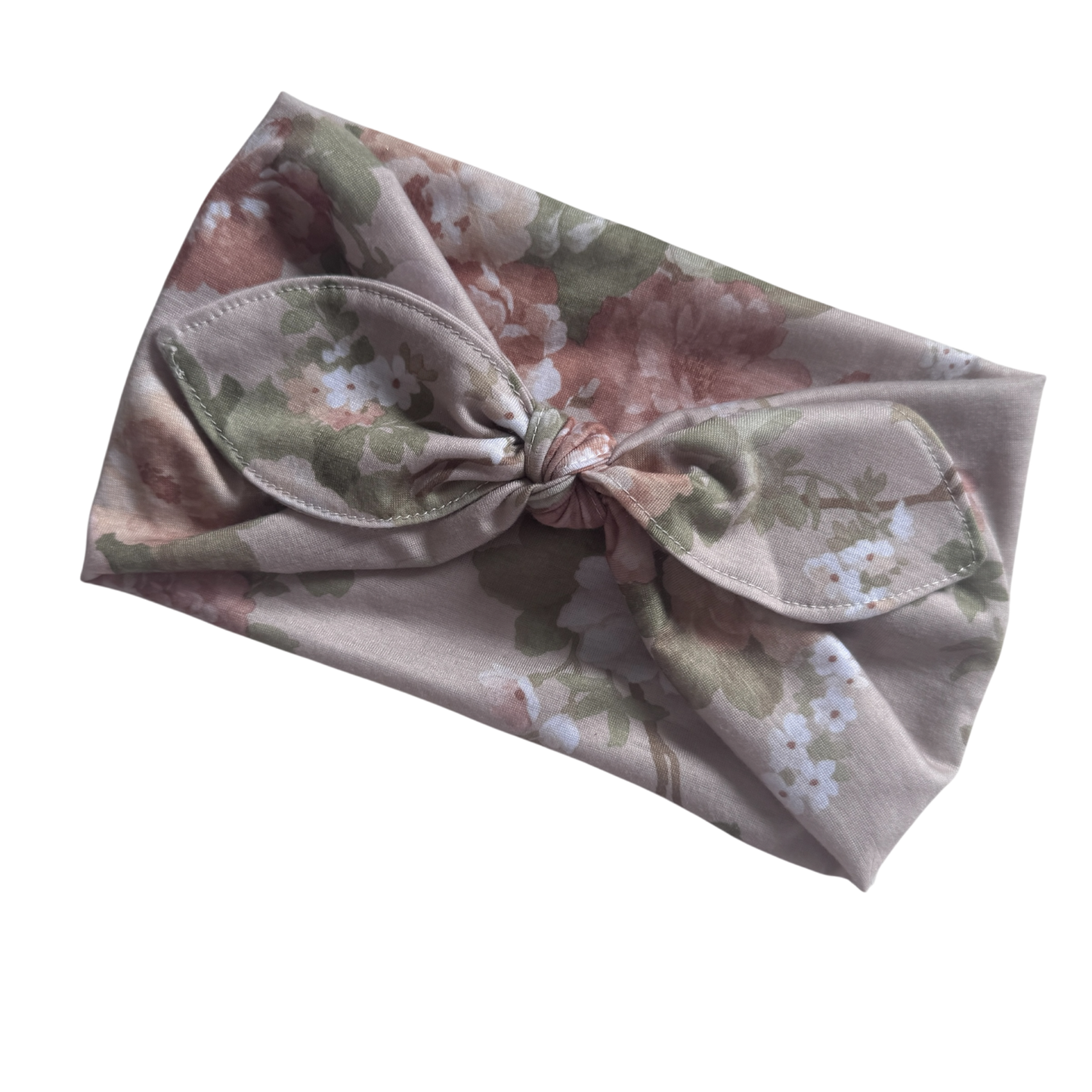 Binky Bunny Ear Headband | Cream Floral Jersey