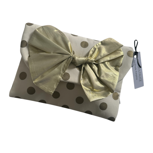 Elsie Clutch Bag | Gold & Cream
