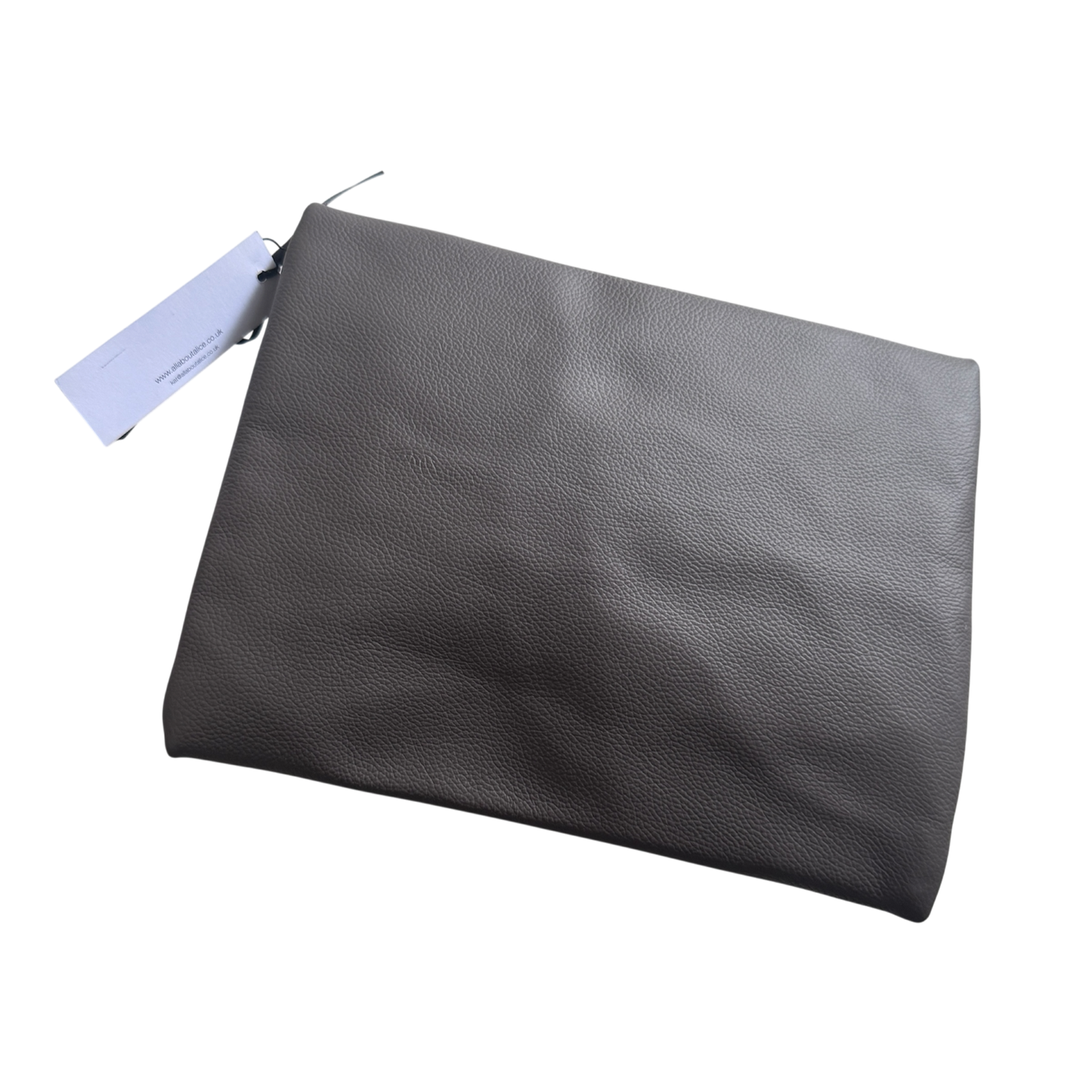 Minnie Leather Clutch Bag | Grey & Herringbone