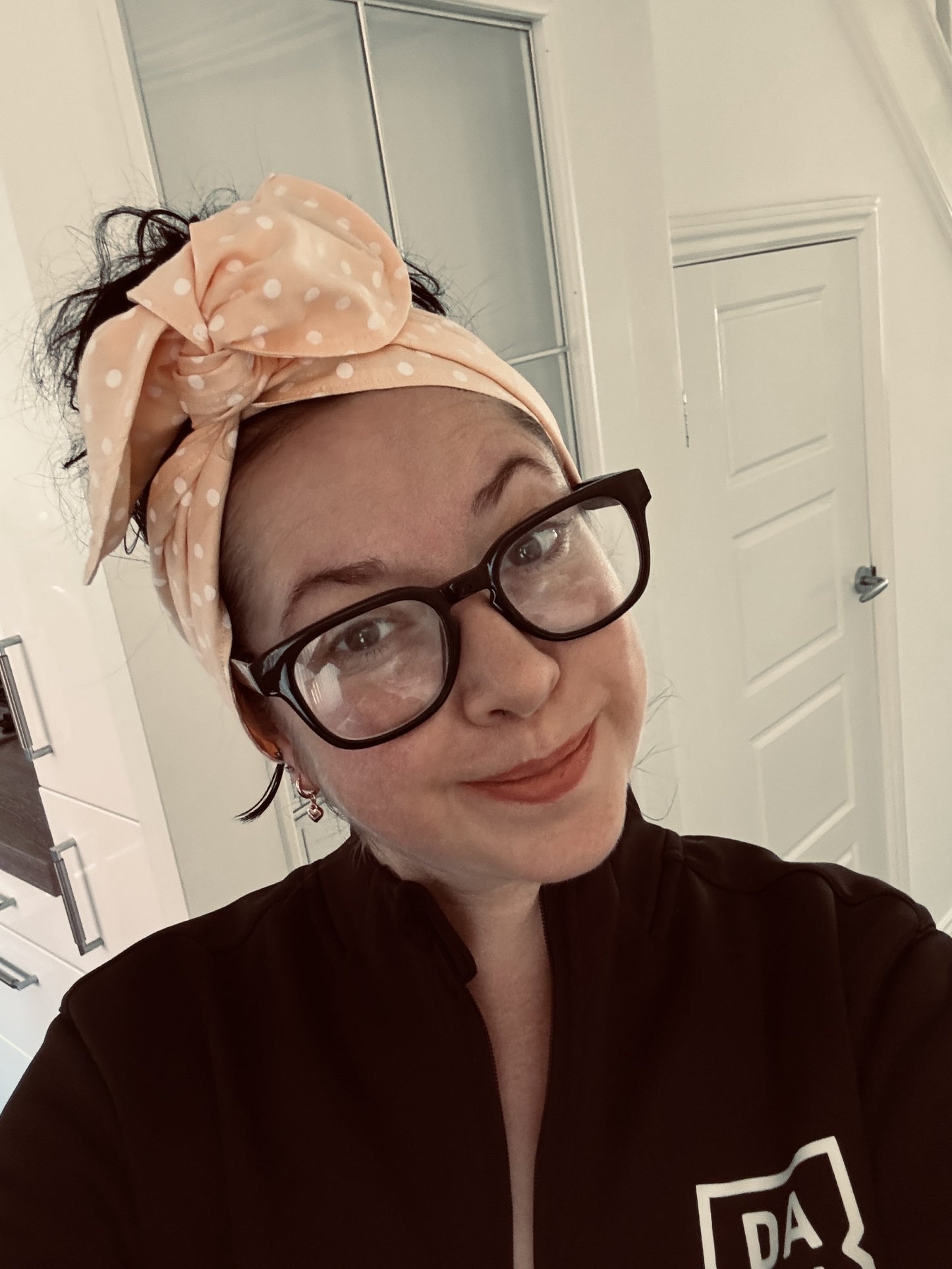 Florence Wired Headband | Peach & White Polka Dot