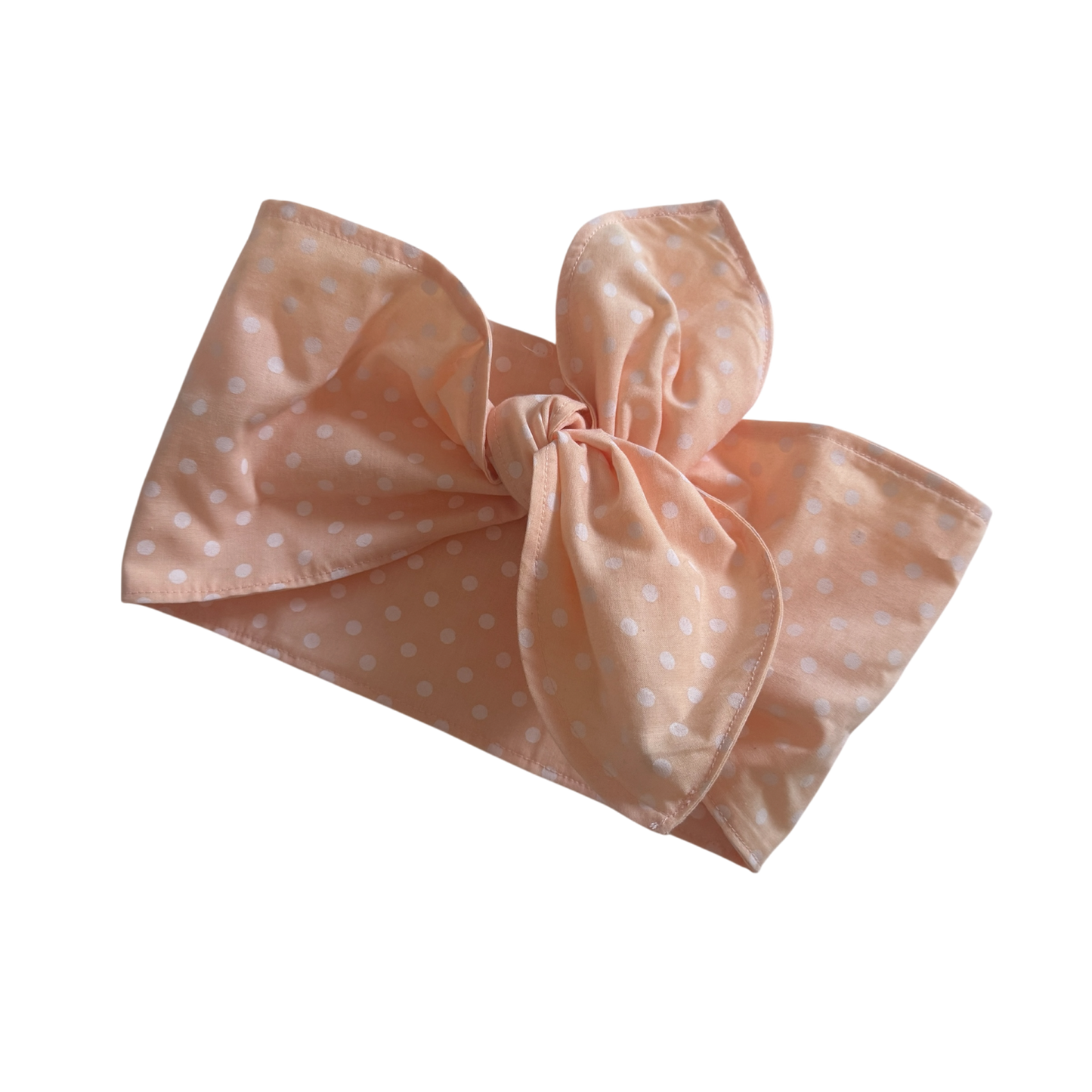 Florence Wired Headband | Peach & White Polka Dot