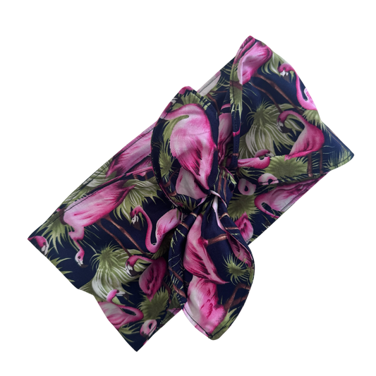 Florence Wired Headband | Pink & Navy Flamingo