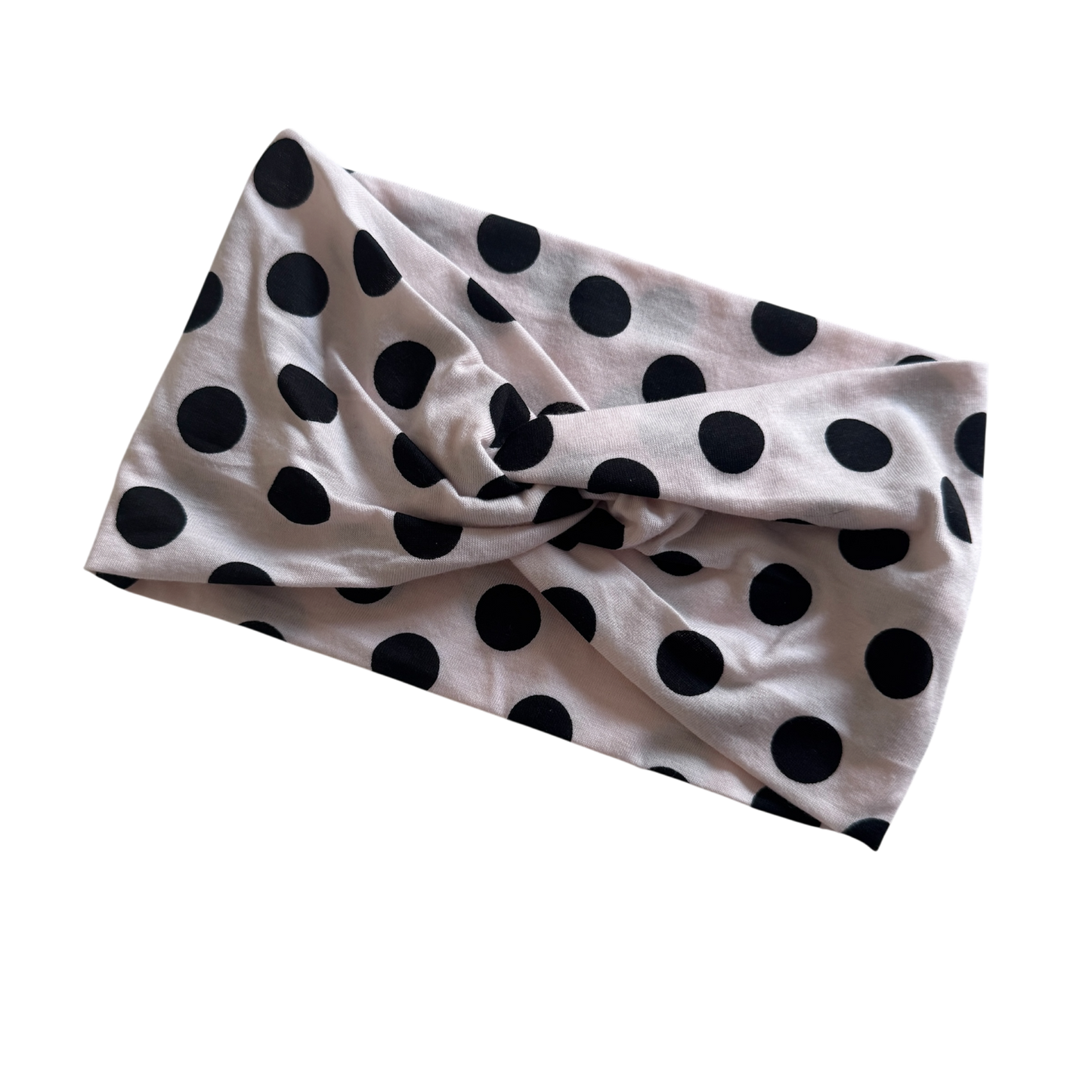 Stretch Knot Headband | Cream/Black Polka dot