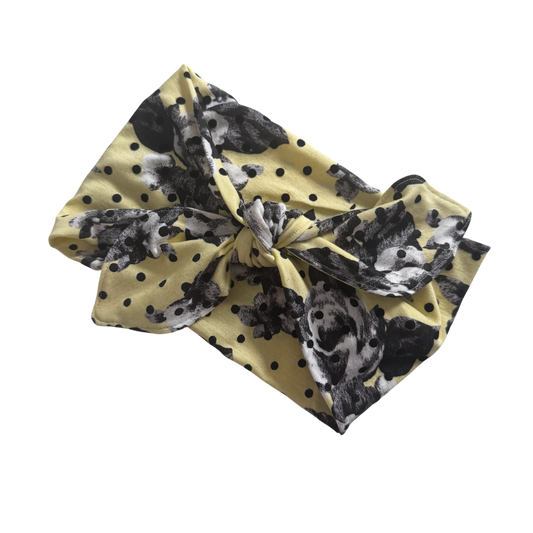 Binky Bunny Ear Headband | Yellow Polka Dot